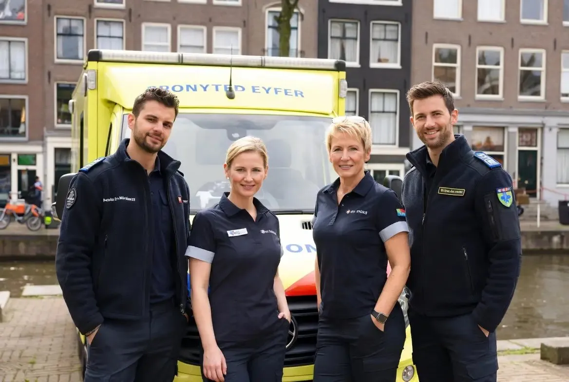 Ambulanceteam bij een ambulance